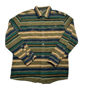 Eddie Bauer Mens Fleece Flannel Shirt Shacket Size XL Multicolor Striped Western